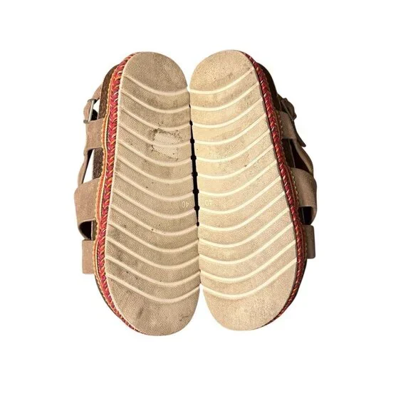 MUKLUKS Suede Strappy Platform Sandals Colorful Sole Womens Size 40 (9.5)  Adjus - Picture 8 of 10